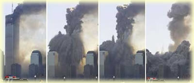 WTC collapses with huge explosions